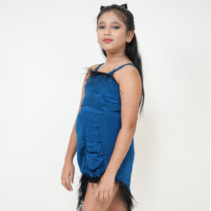 Feather-Trimmed Ruched Mini Dress
