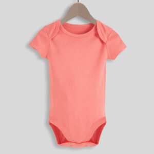 Coral Short-Sleeve Baby Romper