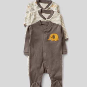 Animal Print with Stripped Baby Rompers