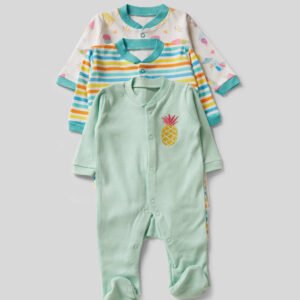 Pineapple and Stripes Print Baby Romper