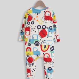 Colorful Tractor Print Baby Romper