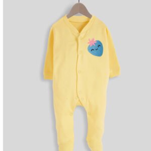 Yellow with Strawberry Print Baby Romper