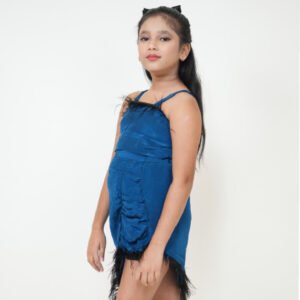 Feather-Trimmed Ruched Mini Dress