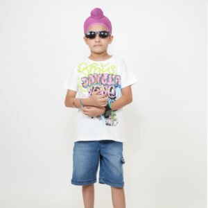 Graphic T-Shirt with Denim Cargo Shorts Set