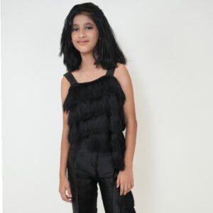 Layered Top and Slit Trousers Set