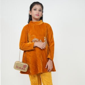 Pleated Velvet Tunic and Trouser Set