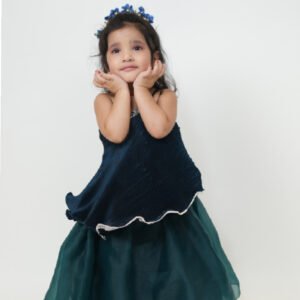 Plated Peplum Top with Full Skirt