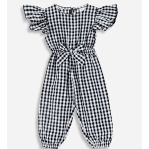 Girls Black Bow Jumpsuit