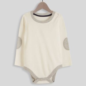 Cozy Elbow-Patch Baby Romper