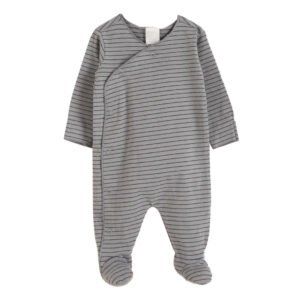 Grey Striped Baby Romper