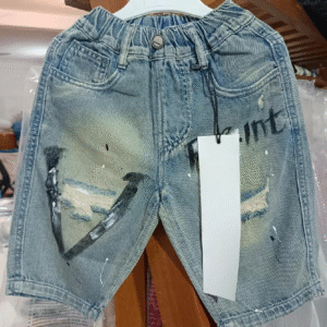Distressed Painted Denim Shorts