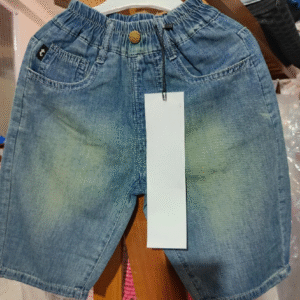 Faded Denim Shorts with Elastic Waist