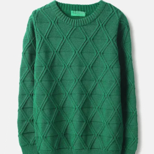 Boys Printed Dark Green Sweater
